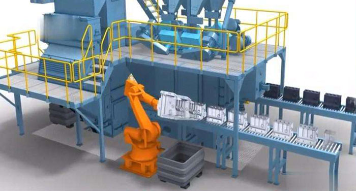 通過式發動機缸體拋丸機三維圖 通過式發動機缸體拋丸機三維圖