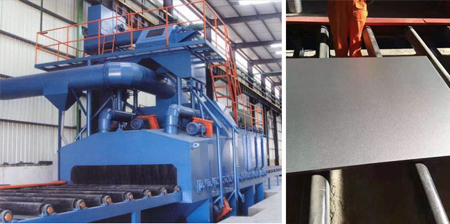 大型鋼板拋丸機,用于大面積鋼材鋼板除銹方法 大型鋼板拋丸機,用于大面積鋼材鋼板除銹方法